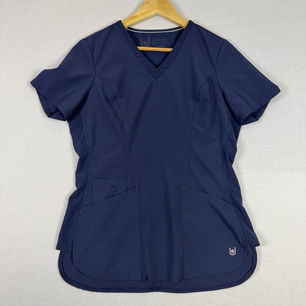 Urbane Performance Scrub Top Navy Blue Womens Small